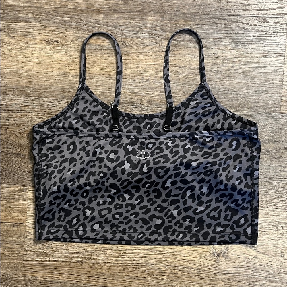 Beyond Yoga Black Leopard Print Strappy Athletic Sports Bra Size XL - Picture 2 of 11